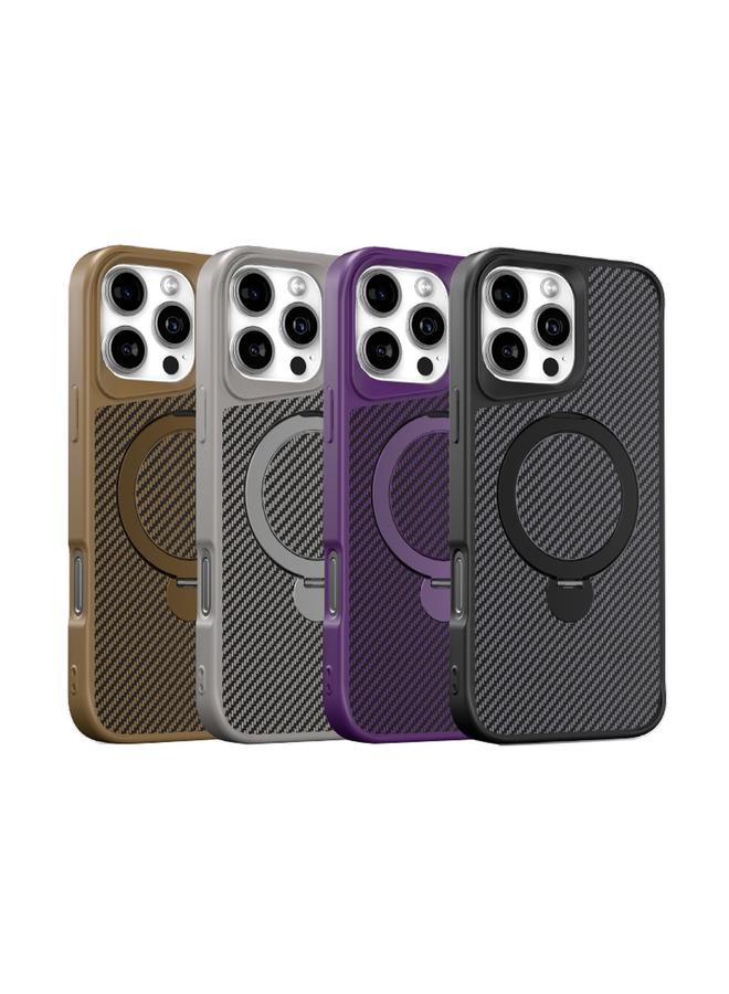 S-TOP Case For iPhone 13 Pro Max Carbon Fiber Texture 360 MagSafe Holder Phone Case - Image 2