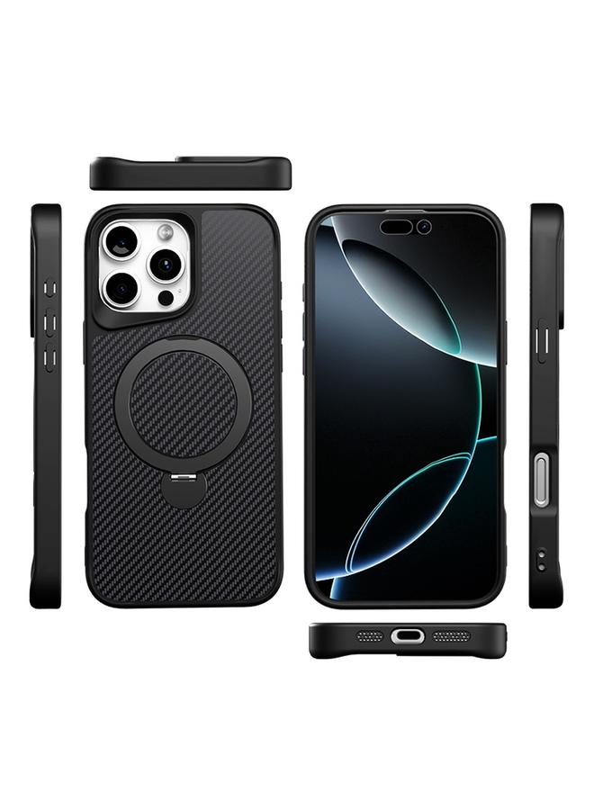 S-TOP Case For iPhone 13 Pro Max Carbon Fiber Texture 360 MagSafe Holder Phone Case - Image 3