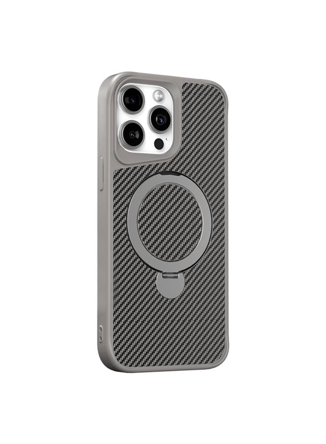 S-TOP Case For iPhone 13 Pro Max Carbon Fiber Texture 360 MagSafe Holder Phone Case - Image 1