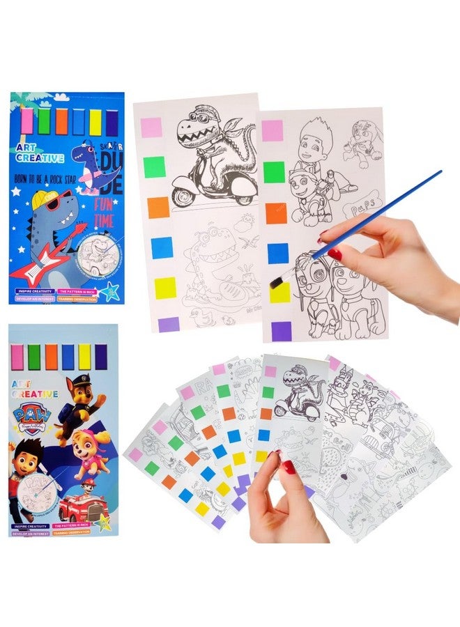PLUSPOINT Paint with Water Coloring Book,10 Sheets Cute Cartoon Character Watercolor Painting Books 2Pack Pocket Painting Book for Toddlers Kids Art Craft Gift Ages 3+, Multicolor - Image 1