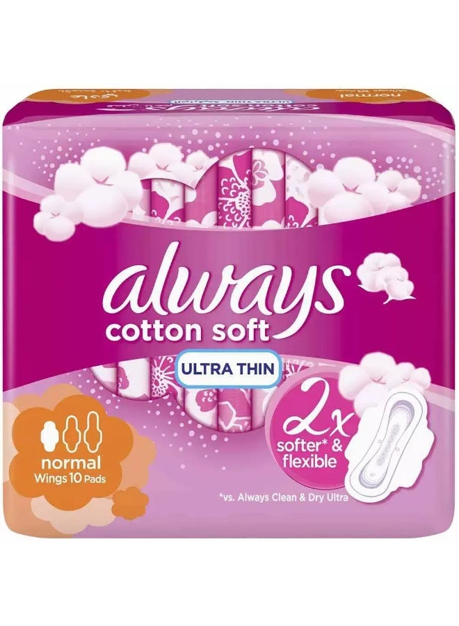 Always Cottony Soft Ultra-Thin Sanitary Pads- 10pcs (Normal Wings) - Image 4