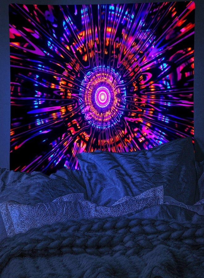 Psyhilar Blacklight Mandala Tapestry for Bedroom, Psychedelic Black Light Posters for Adults and Teens, Colorful UV Reactive Aesthetic Bohemian Art Wall Hanging Decor Red and Purple (60 x 50 Inches) - Image 4