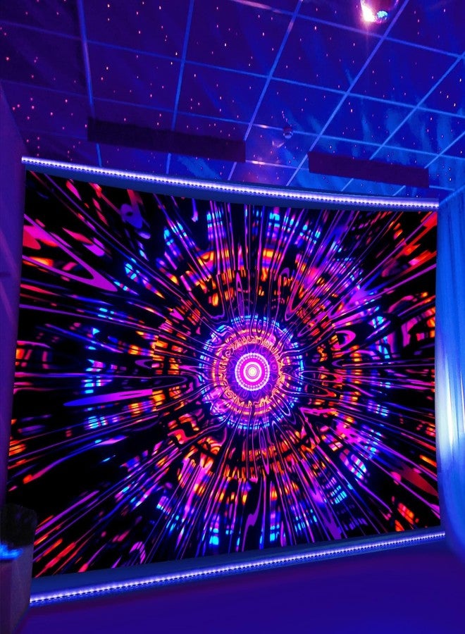 Psyhilar Blacklight Mandala Tapestry for Bedroom, Psychedelic Black Light Posters for Adults and Teens, Colorful UV Reactive Aesthetic Bohemian Art Wall Hanging Decor Red and Purple (60 x 50 Inches) - Image 3