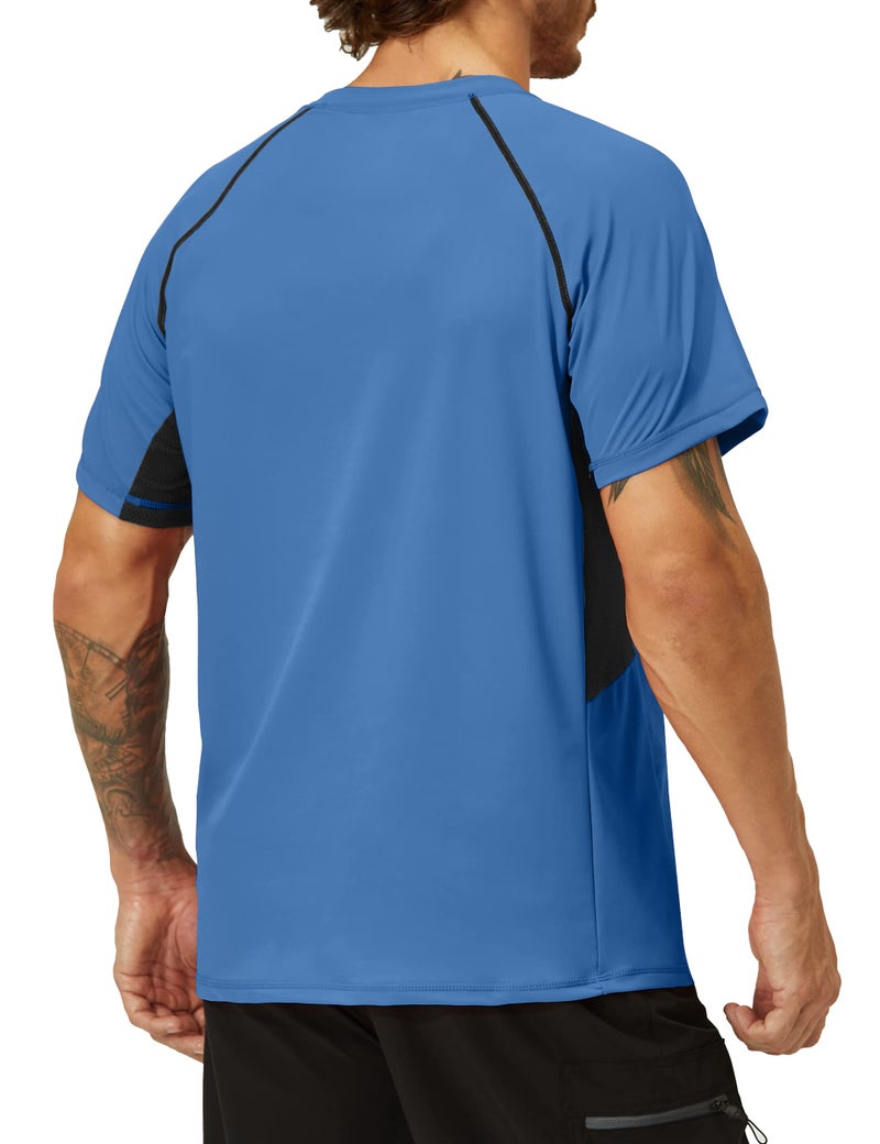 EZRUN قمصان سباحة للرجال مع حماية من الشمس UPF 50+ سريعة الجفاف للصيف لصيد الأسماك على الشاطئ (زفير، L) - Image 3