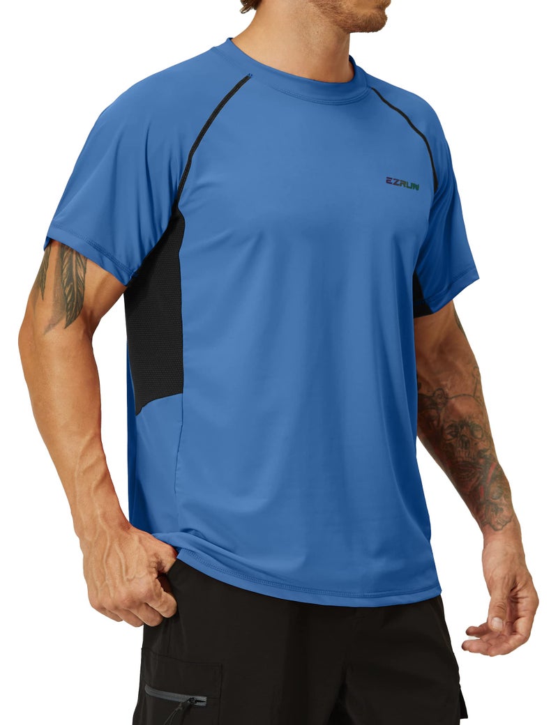 EZRUN قمصان سباحة للرجال مع حماية من الشمس UPF 50+ سريعة الجفاف للصيف لصيد الأسماك على الشاطئ (زفير، L) - Image 2