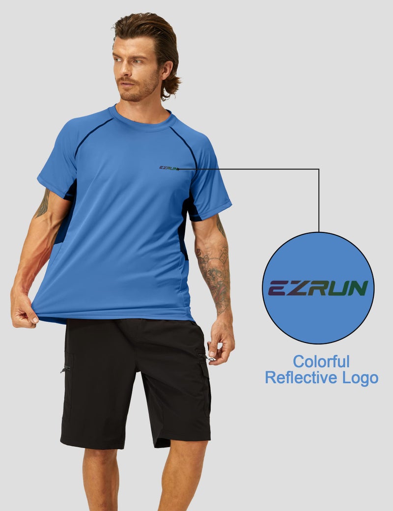 EZRUN قمصان سباحة للرجال مع حماية من الشمس UPF 50+ سريعة الجفاف للصيف لصيد الأسماك على الشاطئ (زفير، L) - Image 4