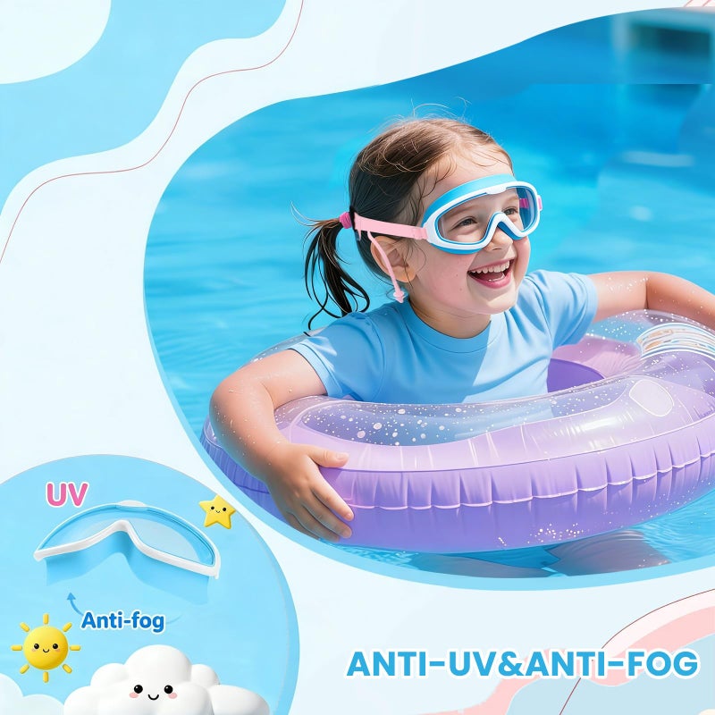 EHZYP Toddler Swim with Axolotl Fabric Strap No Tangle Pain-Free, Anti-Fog Swimming Pool Goggle No Leak for 3-15 YearsToddlers Girls Boysï¼ˆBlueï¼‰ - Image 5