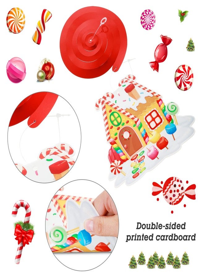 Zomiboo 53 Pcs Christmas Hanging Swirls Decorations Christmas Candy Gingerbread Man Truck Red Cardinals Christmas Ceiling Decor Ornaments for Christmas Tree Xmas Holiday Party(Candy) - Image 3