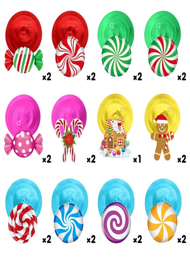 Zomiboo 53 Pcs Christmas Hanging Swirls Decorations Christmas Candy Gingerbread Man Truck Red Cardinals Christmas Ceiling Decor Ornaments for Christmas Tree Xmas Holiday Party(Candy) - Image 4