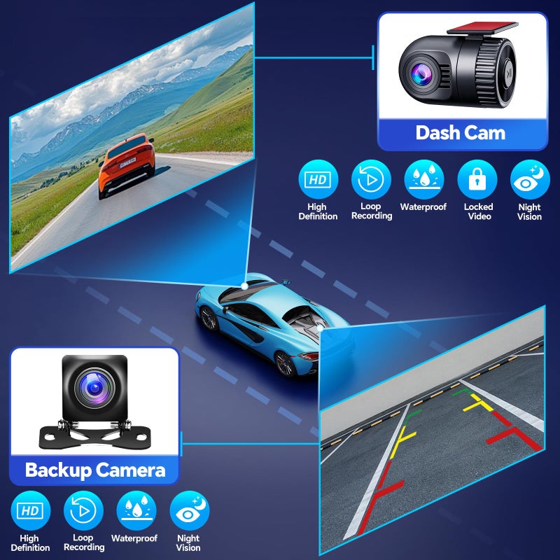 SJoyBring QLED Double Din Car Stereo with Dash Cam & Backup Camera, Wireless Apple CarPlay & Android Auto, Bluetooth, 4.2-Ch 2 Subwoofers Outputs, 7 inch Touchscreen, MirrorLink, FM/AM Radio - Image 5