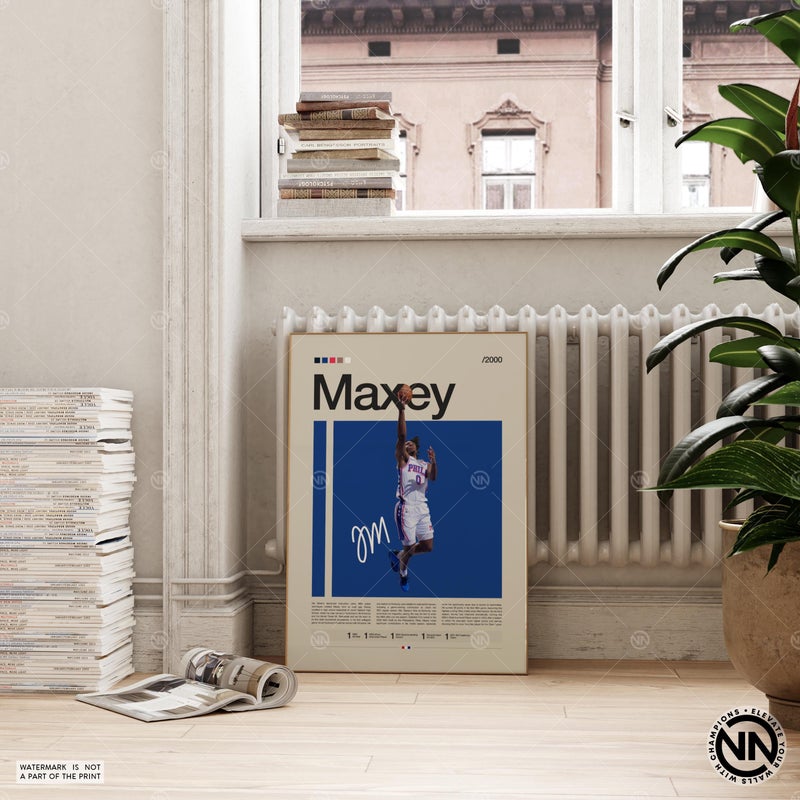 TNESSENTIAL Tyrese Maxey Poster, Philadelphia 76ers, NBA Poster, Sports Poster, Mid Century Modern, NBA Fans, Basketball Gift, Sports Bedroom Posters - Image 2