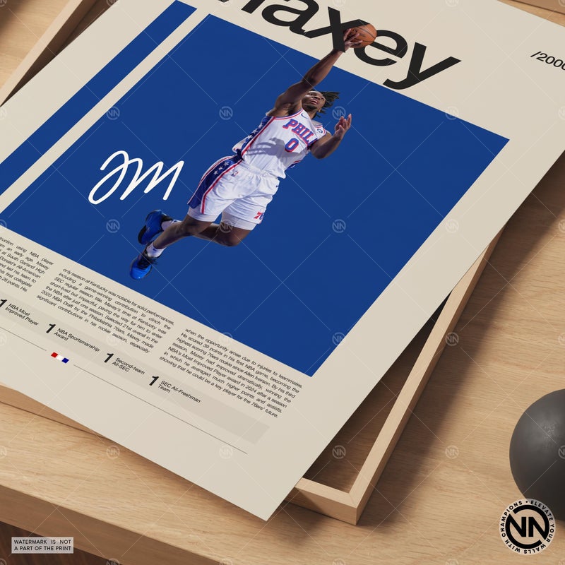 TNESSENTIAL Tyrese Maxey Poster, Philadelphia 76ers, NBA Poster, Sports Poster, Mid Century Modern, NBA Fans, Basketball Gift, Sports Bedroom Posters - Image 5