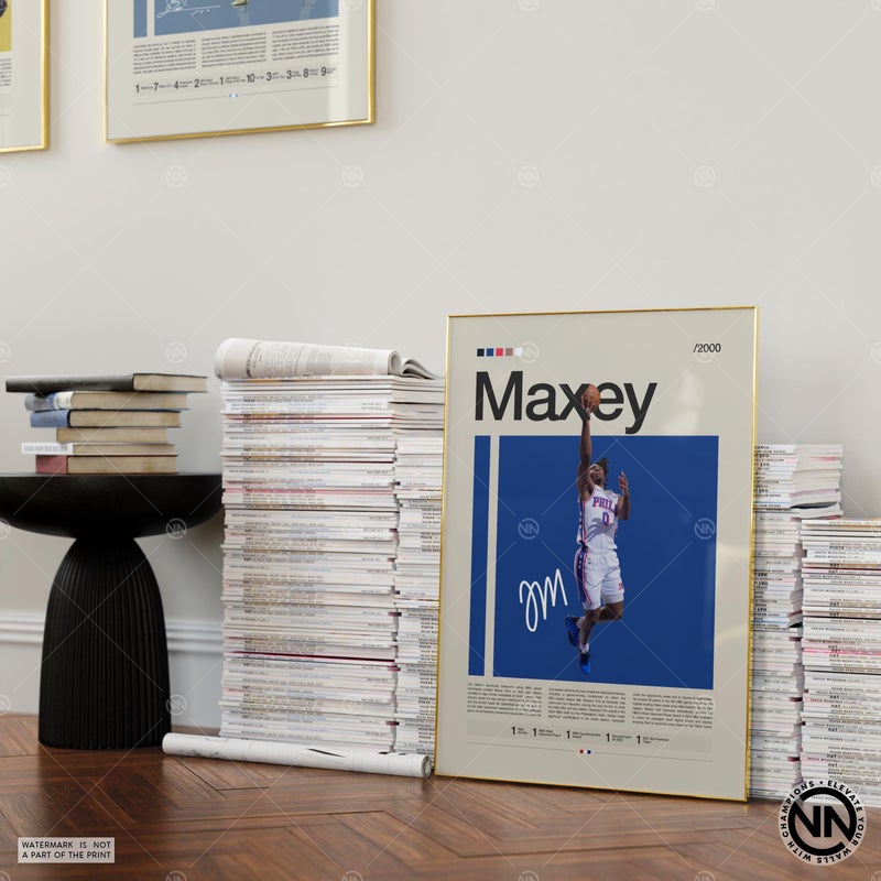 TNESSENTIAL Tyrese Maxey Poster, Philadelphia 76ers, NBA Poster, Sports Poster, Mid Century Modern, NBA Fans, Basketball Gift, Sports Bedroom Posters - Image 4