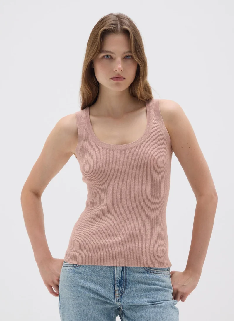 Ovs WOMEN'S PINK STRETCH FABRIC TANK TOP