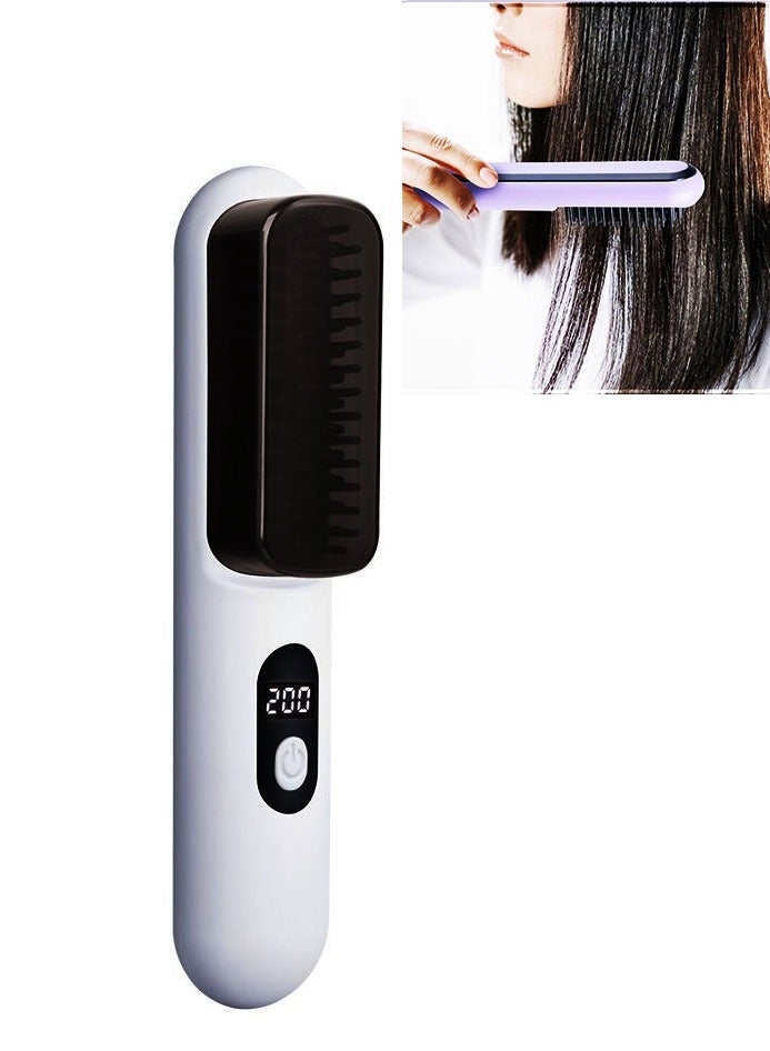 JIESSIA التدفئة السيراميك LCD USB التدفئة الكهربائية مشط الأيونات السالبة استقامة الشعر مشط لاسلكي محمول فرد الشعر - Image 1