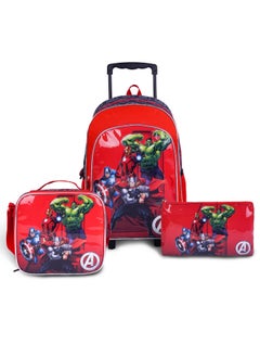MARVEL Avengers  18 Inch Kids 3-in-1 Trolley School Bag Set - Ergonomic Backpack, Insulated Lunch Bag & Pencil Case,Lightweight, Durable, Students 6+ - Perfect for Travel & School,For Boys  - Image 1