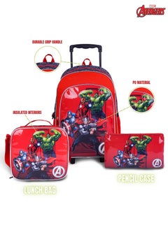 MARVEL Avengers  18 Inch Kids 3-in-1 Trolley School Bag Set - Ergonomic Backpack, Insulated Lunch Bag & Pencil Case,Lightweight, Durable, Students 6+ - Perfect for Travel & School,For Boys  - Image 4