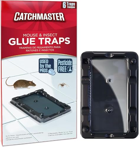 Catchmaster Mouse & Insect Glue Traps 6-Pk, Adhesive Rodent & Bug Catcher, Mouse Traps Indoor for Home, Sticky Glue Boards for Mice and Insects, Pest Control for House & Garage - Image 1