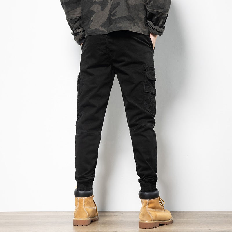 Early Morning Youth Jogger Cargo Multi-Pocket Casual Pants Cotton Solid Color Men'S 2024 Trendy Casual Pants - Image 5