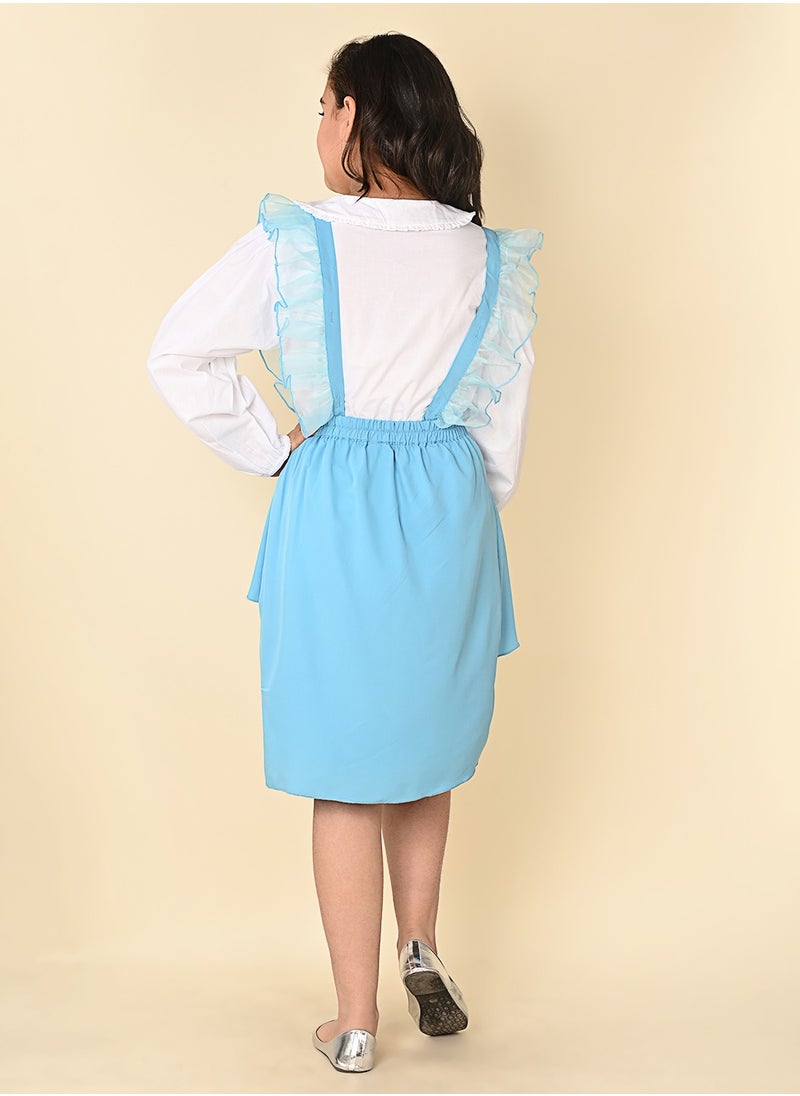 LILPICKS Solid Shirt with Dungaree Skirt Set  - Image 2