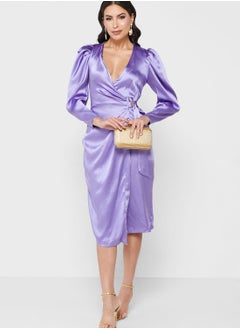 Closet London Puff Sleeve Wrap Dress  - Image 1