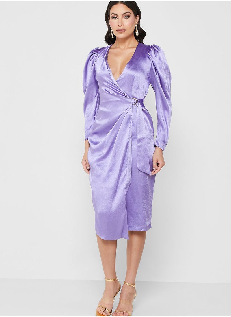 Closet London Puff Sleeve Wrap Dress  - Image 4