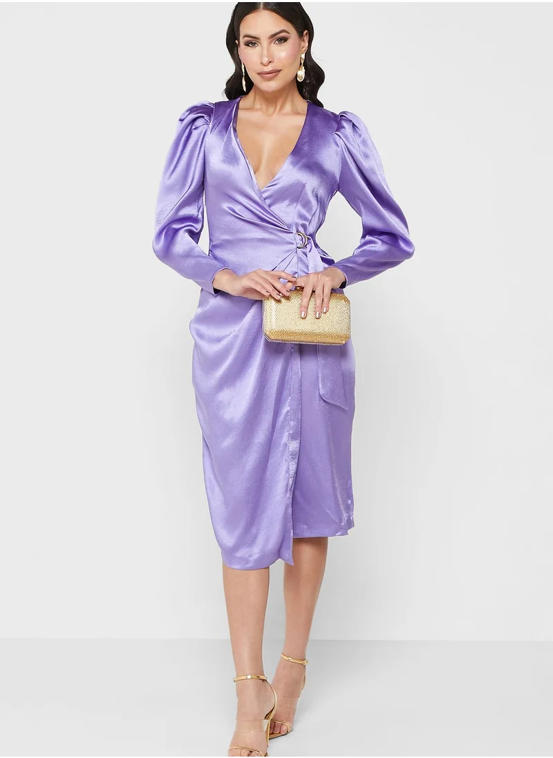 Closet London Puff Sleeve Wrap Dress