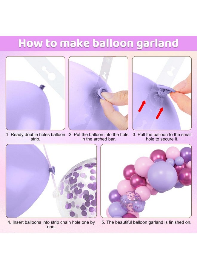 Amandir 153pcs Pink Purple Balloon Garland Arch Kit, Different Sizes 18 12 10 5 inch Pink Purple Red Latex Metallic Confetti Purple Balloons for Girl Women Birthday Bridal Baby Shower Party Decoration - Image 3