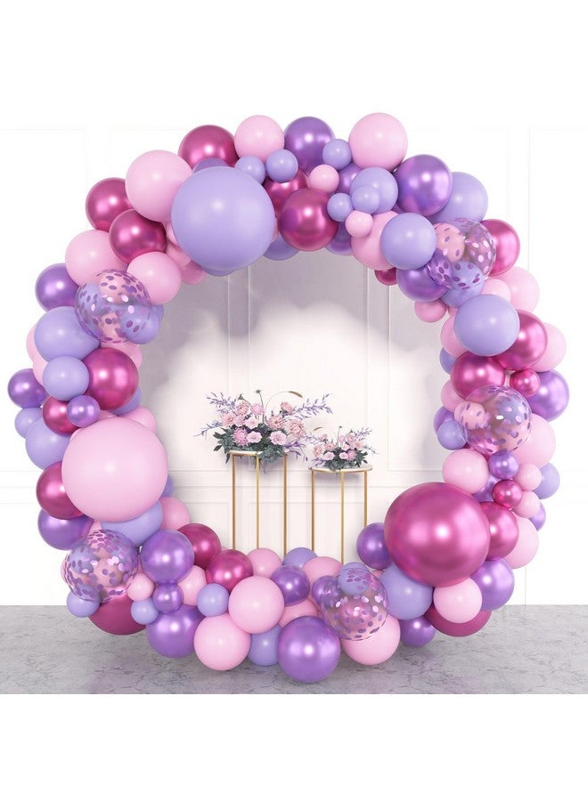 Amandir 153pcs Pink Purple Balloon Garland Arch Kit, Different Sizes 18 12 10 5 inch Pink Purple Red Latex Metallic Confetti Purple Balloons for Girl Women Birthday Bridal Baby Shower Party Decoration - Image 5