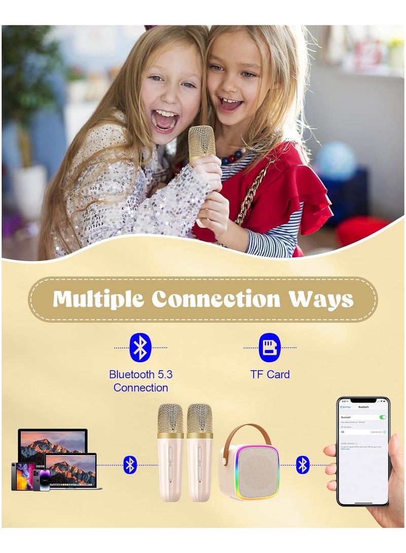 Karaoke Machine with 2 Wireless Microphones, Kids Toys Portable Bluetooth Speaker for Kids Adults Toddler Girls Toys for 4 5 6 7 8 9 10 12 Year Old Gift Ideas - Image 3