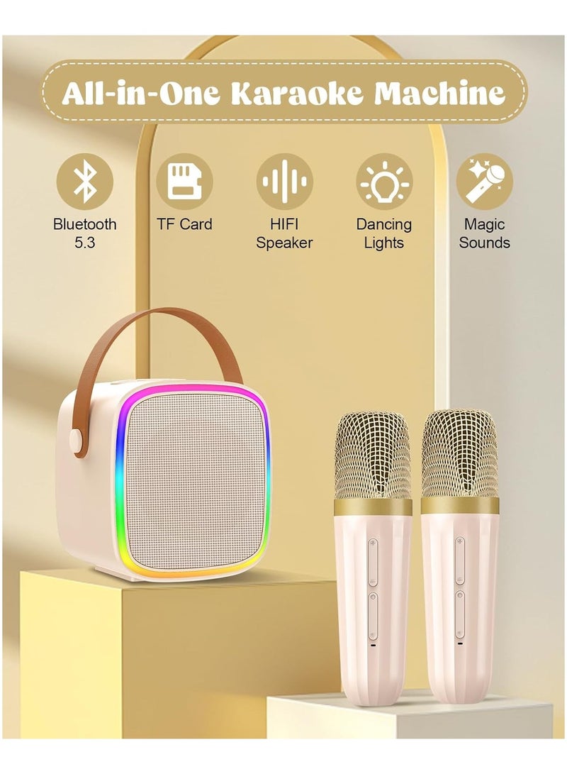Karaoke Machine with 2 Wireless Microphones, Kids Toys Portable Bluetooth Speaker for Kids Adults Toddler Girls Toys for 4 5 6 7 8 9 10 12 Year Old Gift Ideas - Image 2