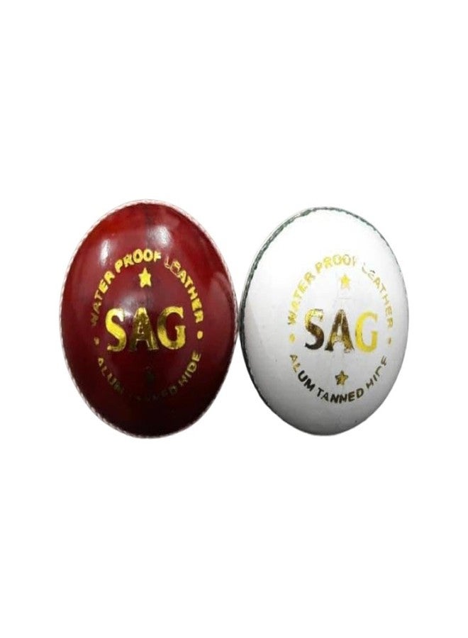 تبلد كرة كريكيت جلدية جديدة من SAG، إصدار 20 أوفر (مجموعة) - حجم قياسي، عبوة من قطعتين، أحمر وأبيض - Image 2