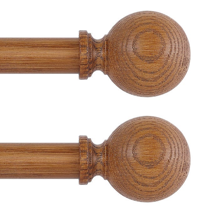 2 Pack Brown Wood Grain Ball Adjustable Curtain Rods 3688 Heavy Duty Farmhouse Rustic Window Curtain Rods