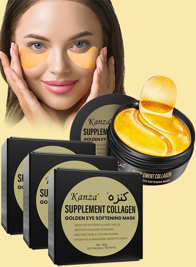 Kanza 180 Pcs Supplement Collagen Eye Mask (90 Pairs) Under Eye Patch for Eye Bags & Anti-Aging Treatment Reduces Dark Circles Puffiness Anti Wrinkle Eye Mask, Eye Gel Patch Hydrogel Eye Patch Set - Image 1