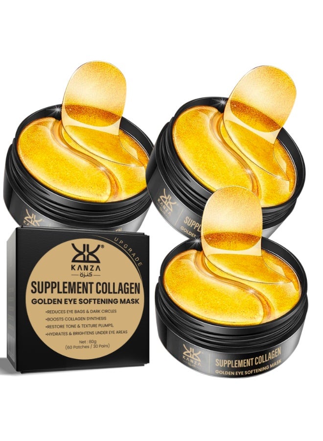 Kanza 180 Pcs Supplement Collagen Eye Mask (90 Pairs) Under Eye Patch for Eye Bags & Anti-Aging Treatment Reduces Dark Circles Puffiness Anti Wrinkle Eye Mask, Eye Gel Patch Hydrogel Eye Patch Set - Image 1