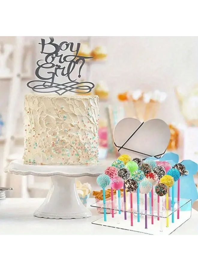 Natural Acrylic Cake Pop Stand 20 Slots Tiered Cupcake Dessert Display Tower Party Decoration - Image 1