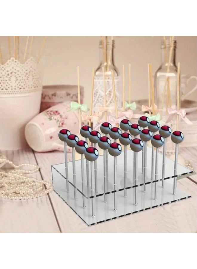 Natural Acrylic Cake Pop Stand 20 Slots Tiered Cupcake Dessert Display Tower Party Decoration - Image 2