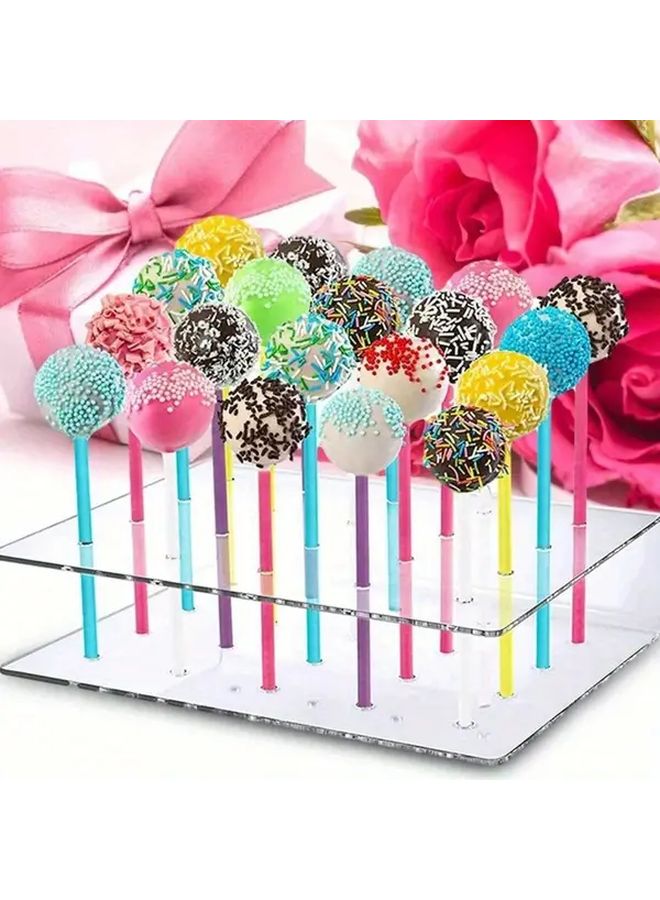 Natural Acrylic Cake Pop Stand 20 Slots Tiered Cupcake Dessert Display Tower Party Decoration - Image 3