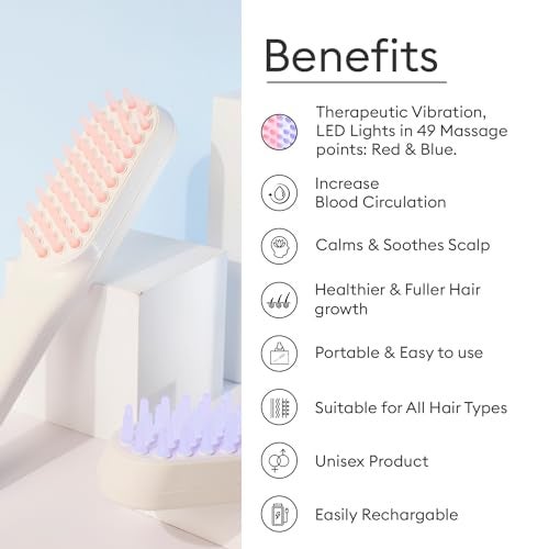PROTOUCH LED Hair Therapy Comb with Red & Blue LED light scalp treatment & Vibration massage | Hair Fall control | Scalp Massage | Portable & Detangling | For Men & Women | All Hair Type - Image 2