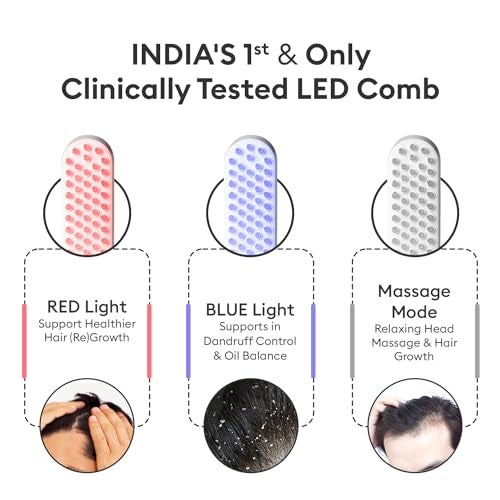 PROTOUCH LED Hair Therapy Comb with Red & Blue LED light scalp treatment & Vibration massage | Hair Fall control | Scalp Massage | Portable & Detangling | For Men & Women | All Hair Type - Image 5