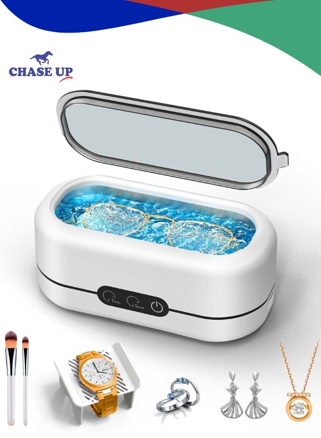 Chase Up Ultrasonic Jewelry Cleaner, 48KHz Ultrasonic Cleaner Machine for Jewelry, Eyeglasses, Rings, Watch Strap, Dentures, Dual Cleaning Modes, 304 Stainless Steel Tank - Image 1