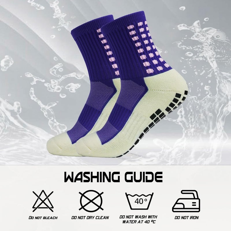 Yufree Men's Soccer Socks Anti Slip Non Slip Grip Pads for Football Basketball Sports Grip Socks, 4 Pair - Image 3