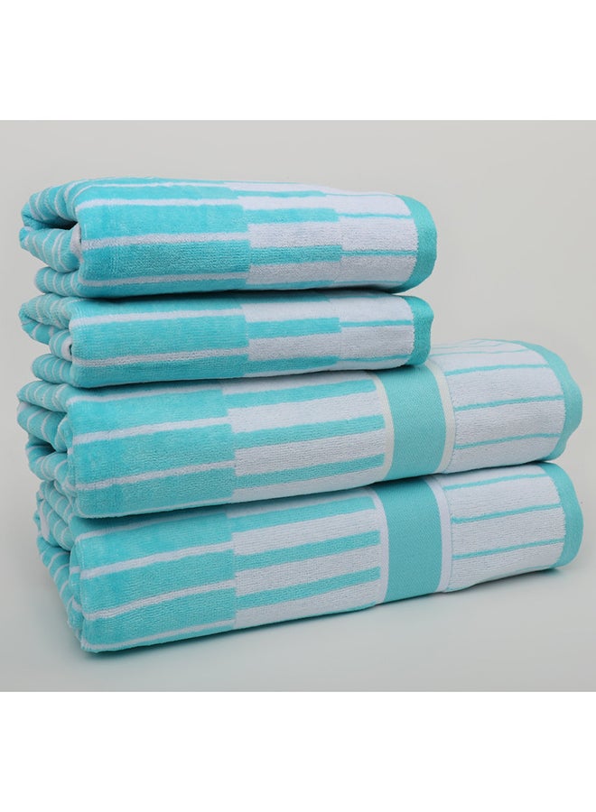 White Rose Towel 4 Piece Bathroom  Set - SPRING COLLECTION - 450 GSM - 100% Cotton Velour - 2 Bath  70X140 cm & 2 Hand  50x90 cm -MultiColour - Modern Stripe Design - Luxury Touch - Extra Absorbent  - Image 3