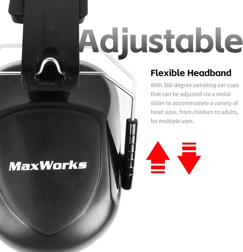 MaxWorks 51073 Noise Reduction Ear Muffs Sound Proof Ear Protection NRR 26dB Noise Cancelling Headphones - Image 3