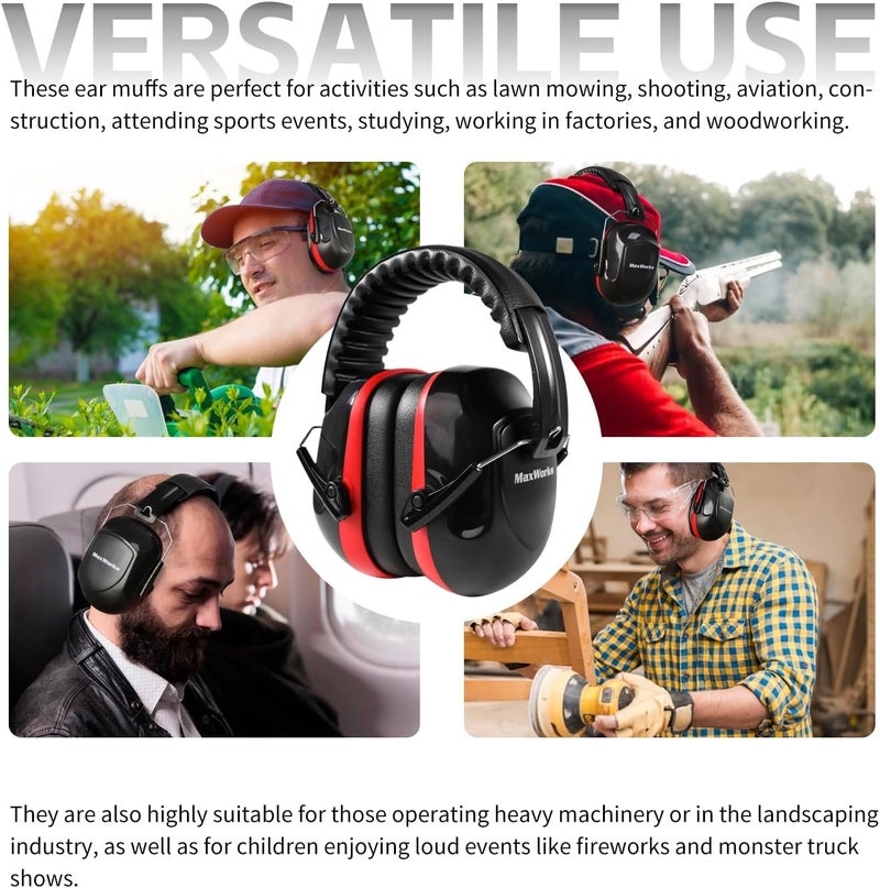 MaxWorks 51073 Noise Reduction Ear Muffs Sound Proof Ear Protection NRR 26dB Noise Cancelling Headphones - Image 5