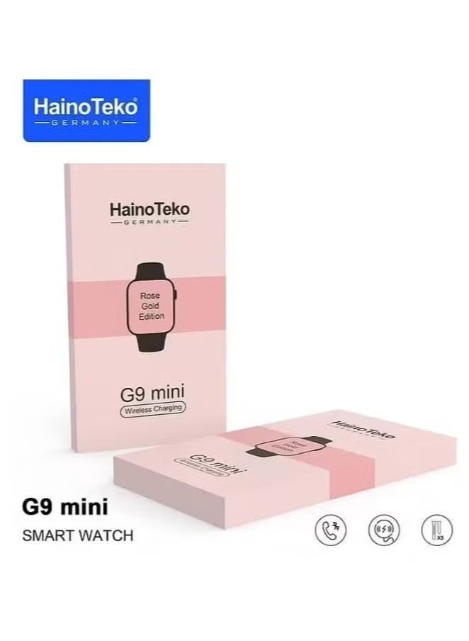 هينو تيكو ساعة G9 الذكية الصغيرة بسوارين (41 مم) | شاشة ذكية عالية الدقة، إصدار ذهبي وردي | شاحن لاسلكي وسوار أنيق للسيدات | ساعة ذكية أنيقة وعملية للياقة البدنية والمكالمات والإشعارات - Image 2