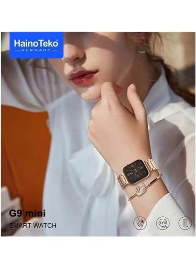 هينو تيكو ساعة G9 الذكية الصغيرة بسوارين (41 مم) | شاشة ذكية عالية الدقة، إصدار ذهبي وردي | شاحن لاسلكي وسوار أنيق للسيدات | ساعة ذكية أنيقة وعملية للياقة البدنية والمكالمات والإشعارات - Image 5
