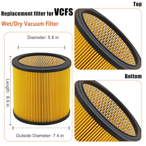 LVJUSEN Replacement Filter for Vacmaster 520 GallonHart Shop Vacuum 517 Gallon Replaces Hart VCFS 3701 FilterVCFF Filter Fits most ShopVacCraftsman Vacuum with 2x Wet Foam Sleeve - Image 3
