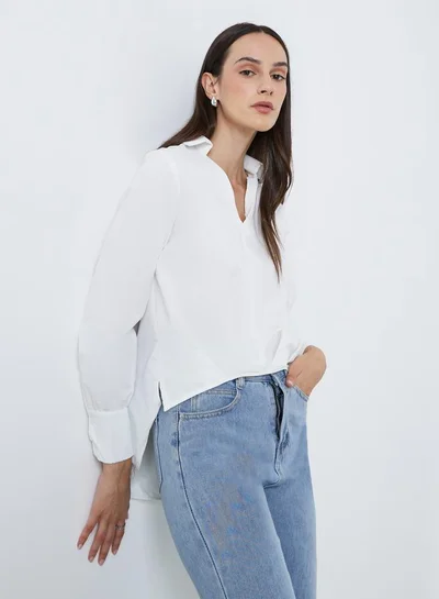 Styli Styli Solid Long Sleeve Regular Fit Shirt