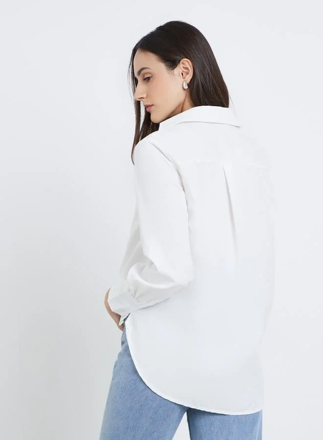 Styli Styli Solid Long Sleeve Regular Fit Shirt